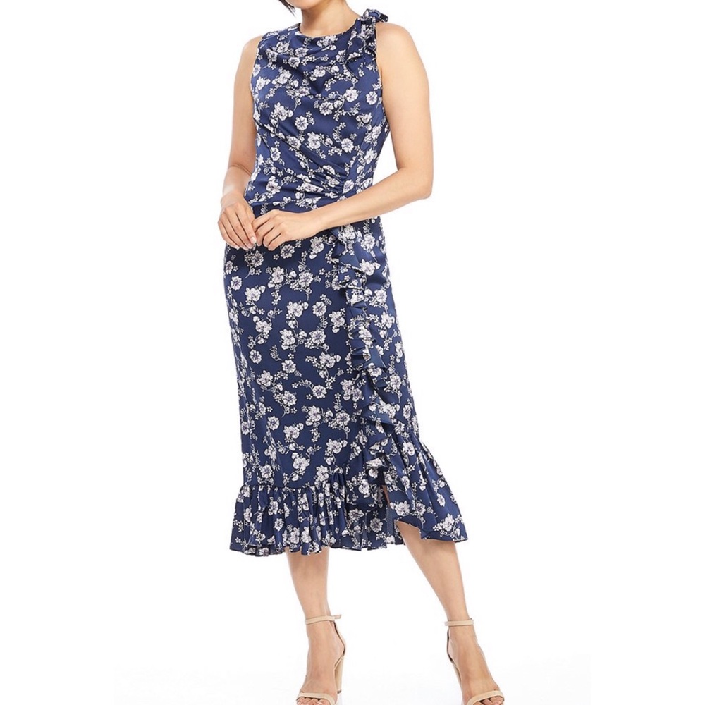 Maggy London Sleeveless Cowl/Faux Wrap Dress